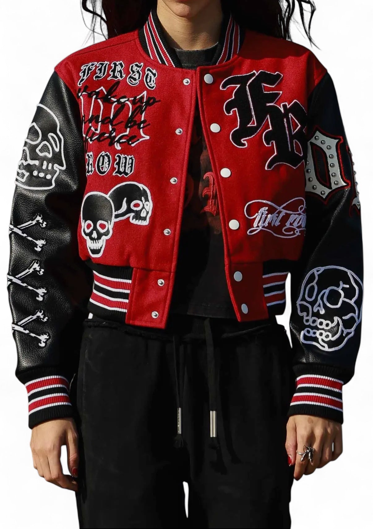 Wake Up and Be Fierce Varsity Jacket {Vegan Leather Sleeves}