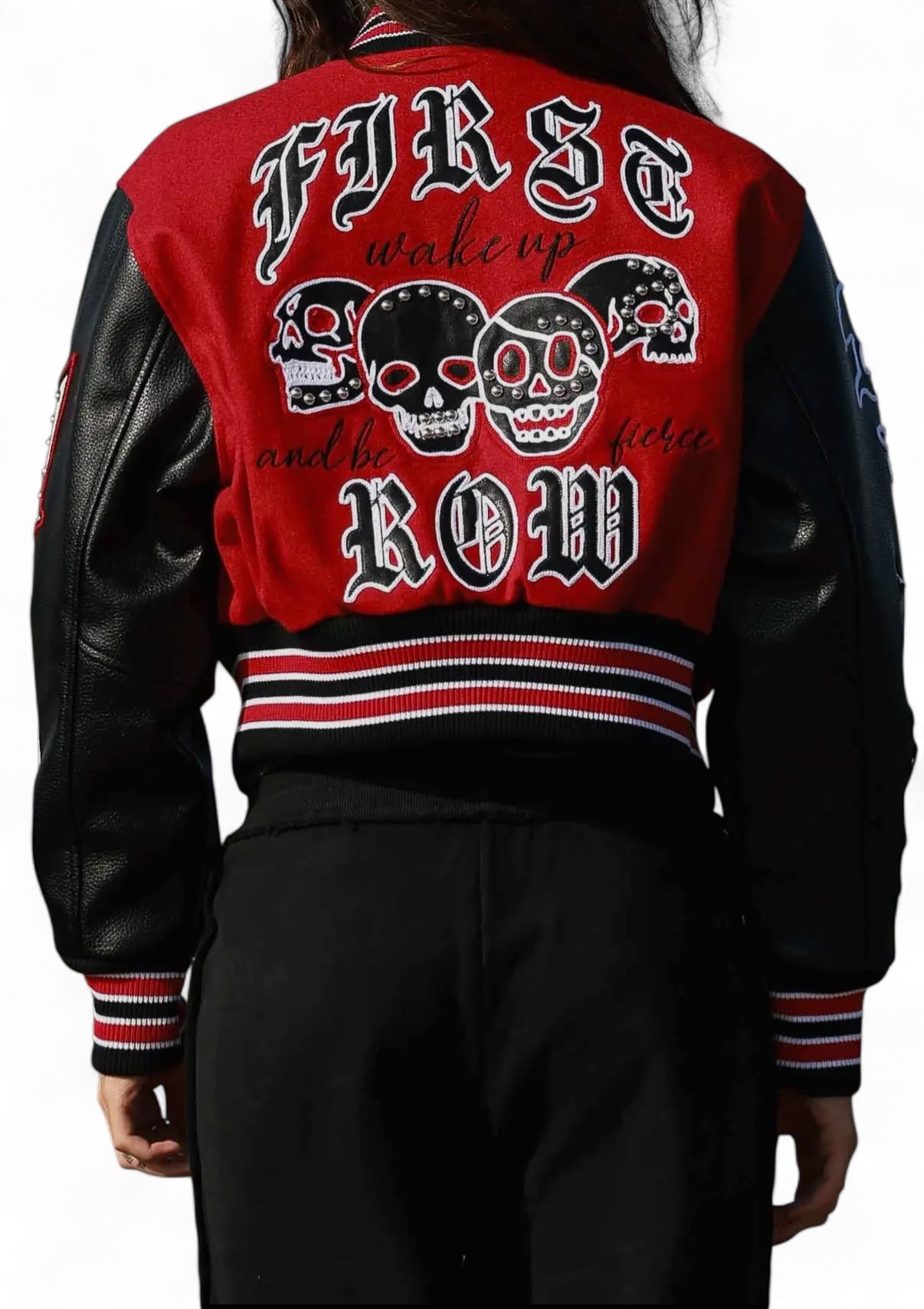 Wake Up and Be Fierce Varsity Jacket {Vegan Leather Sleeves}