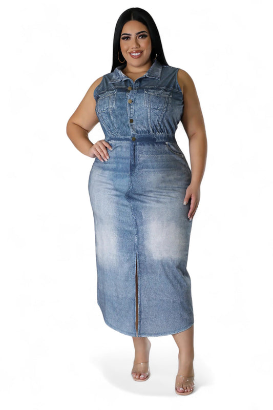 Curvy Denim Illusion Dress