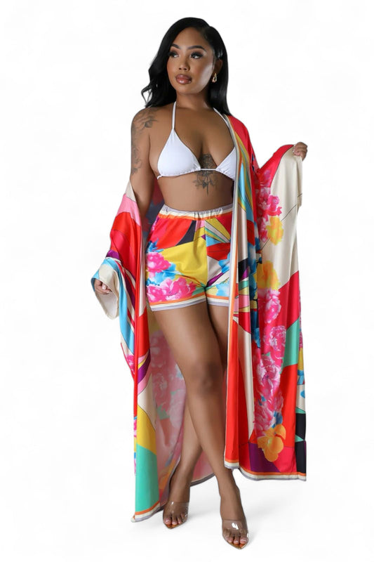 Two Piece Kimono Short Set