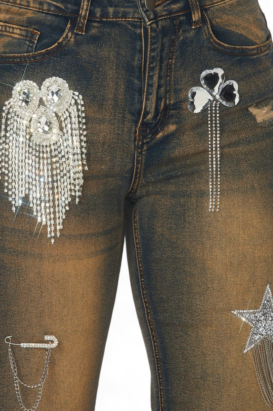 Dreaming Of You Rhinestone Fringe Denim Pant Jeans