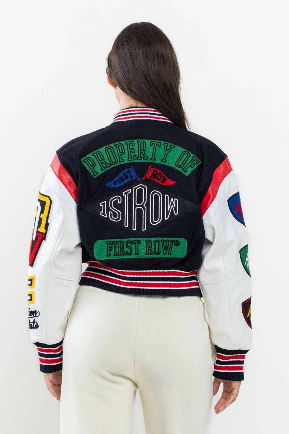 Championship Winner Cropped Varsity Jacket {Vegan Leather Sleeves}