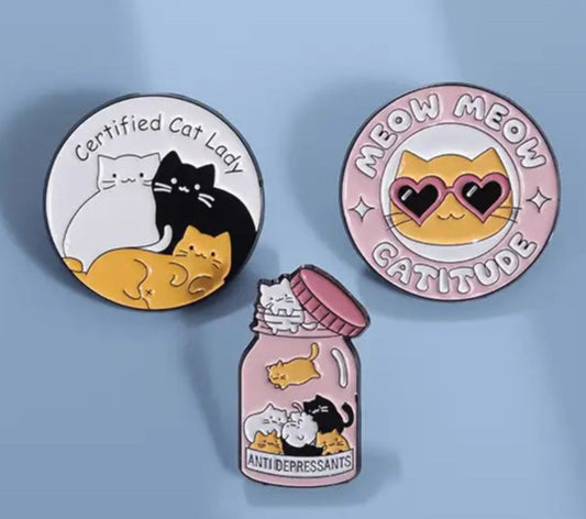 Certified Cat Lady Enamel Pin Set – 3-Pack