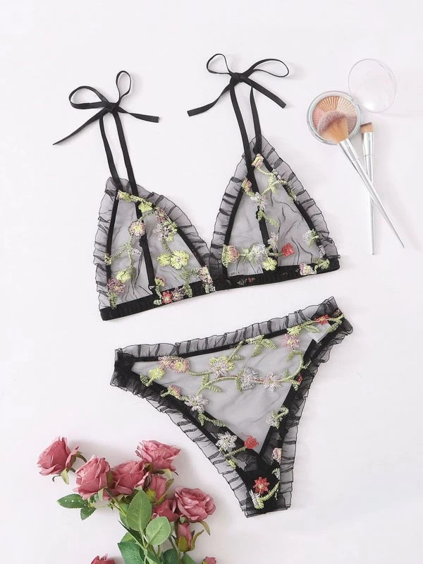Sexy Lingerie Mesh See-through Lace Sexy Three-Point Sexy Sleepwear