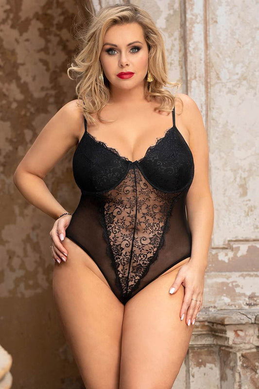 Plus Size Lace Underwire Teddy