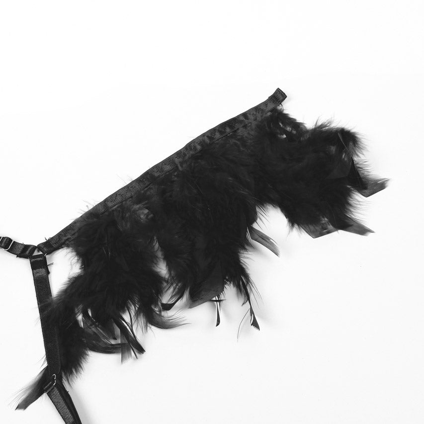 Feather Lace Chain Lingerie Bra Set