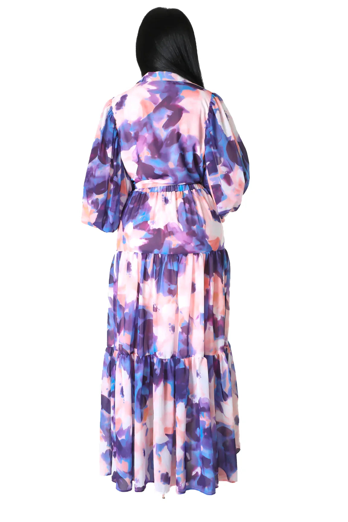 Two Piece Tie Dye Crop Top Maxi Skirt Set