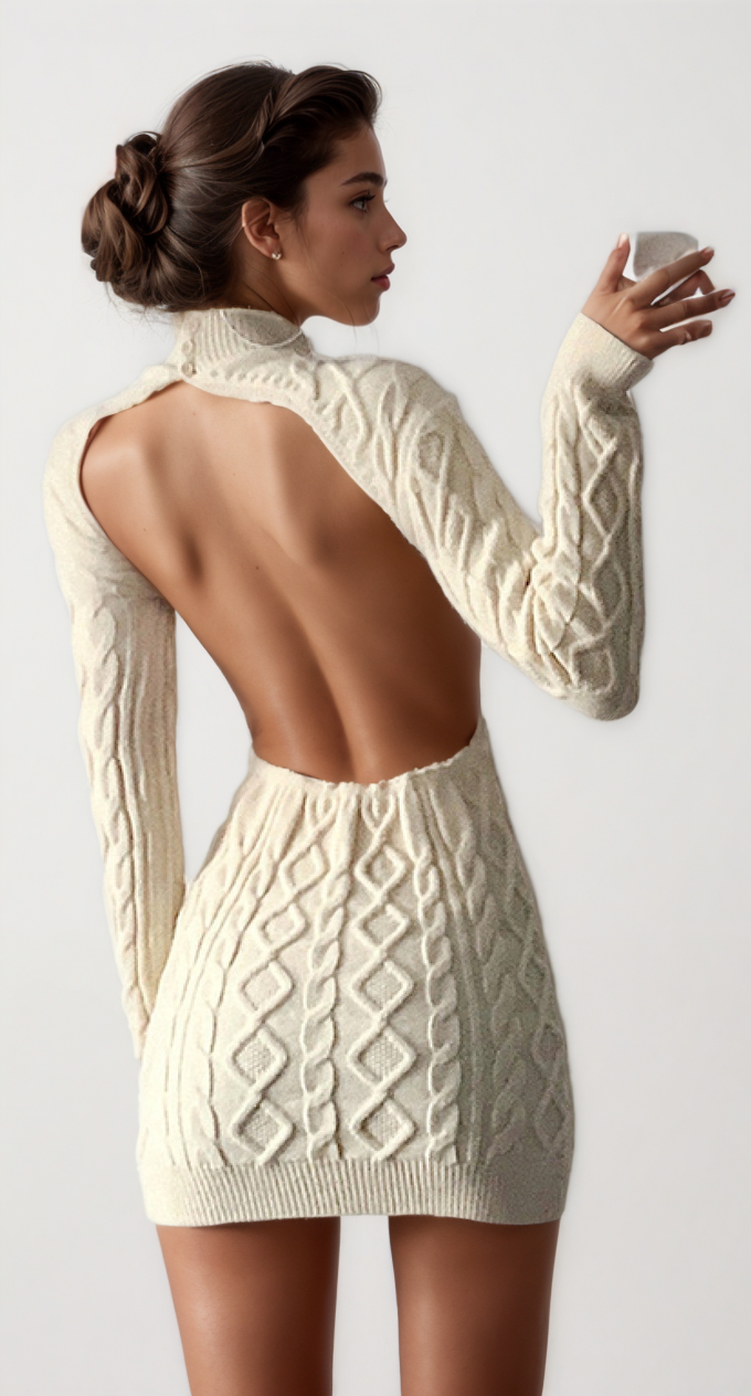 Cut Out Cable Net Mini Dress