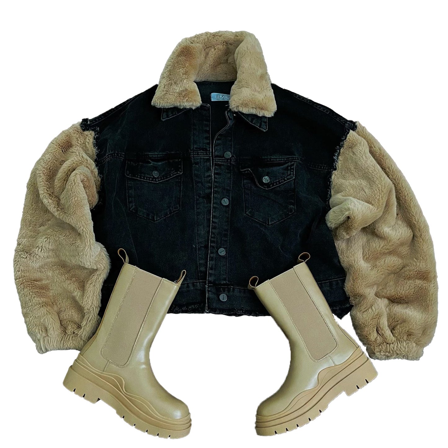 Teddy Bear Fur Denim Jacket