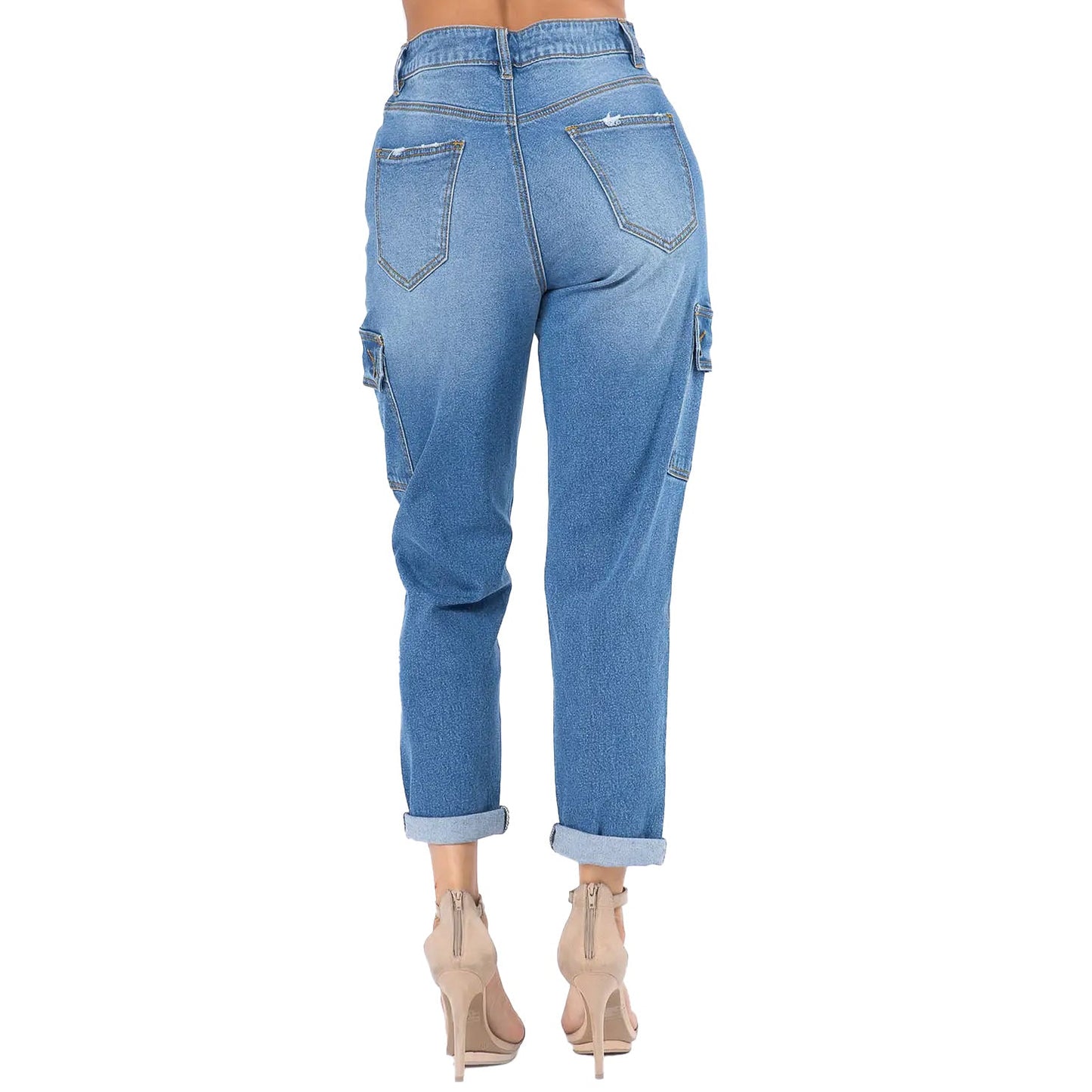 Roll Up Cargo Boyfriend Jeans