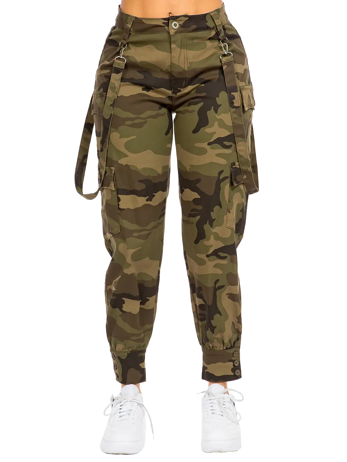 High Waist Cargo Pants w Suspenders
