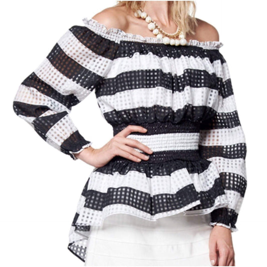 Striped off Shoulder Peplum Top
