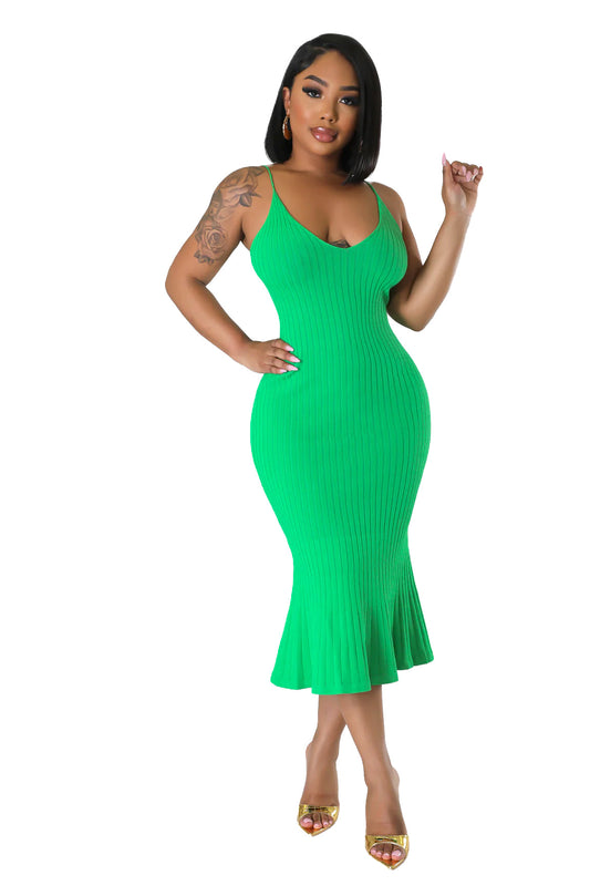 Knit Ribbed Midi Dress