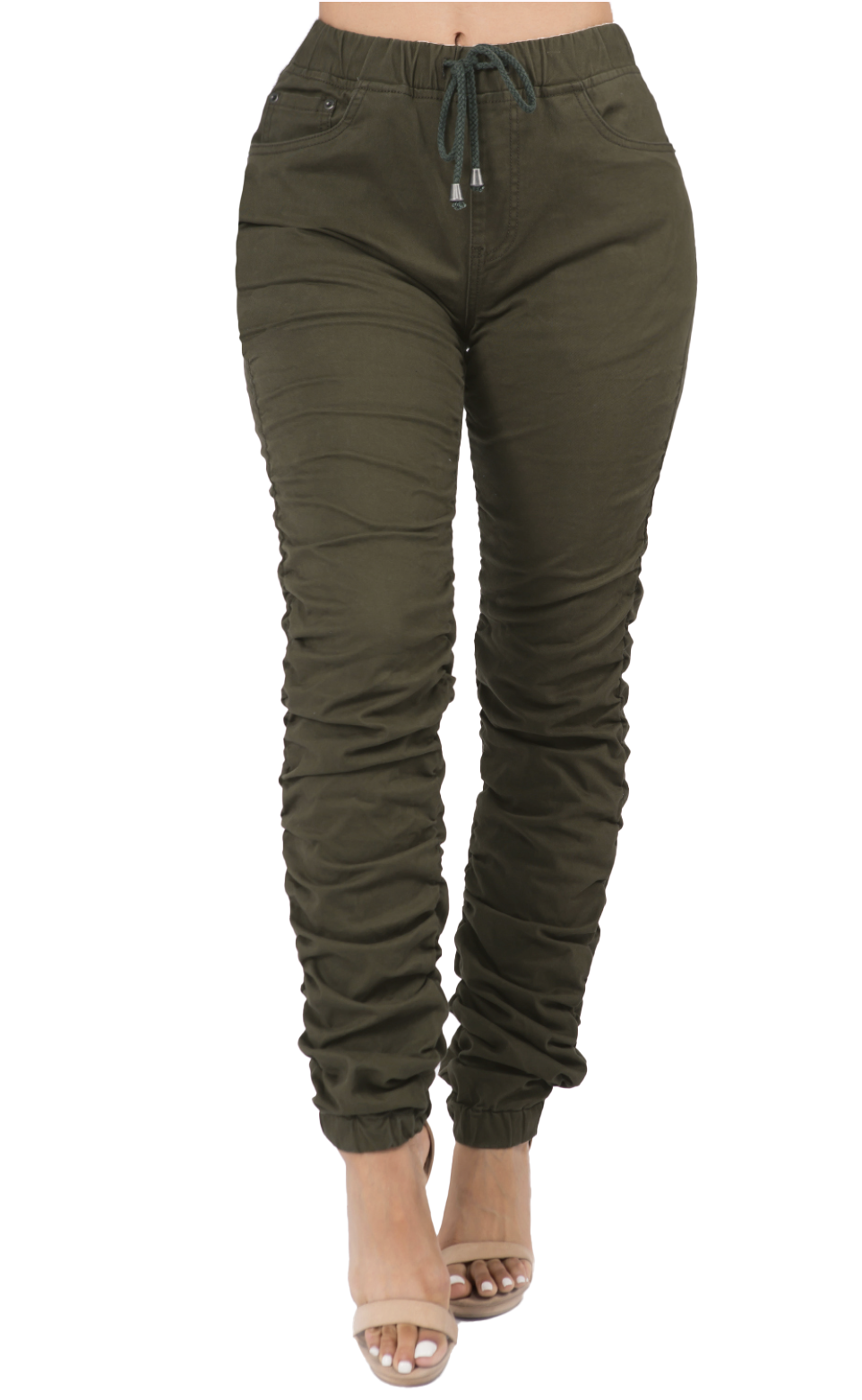 Olive Green Joggers:  High Waisted Scrunch Pants