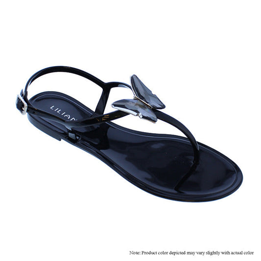 Crystal Butterfly Sandals -Black