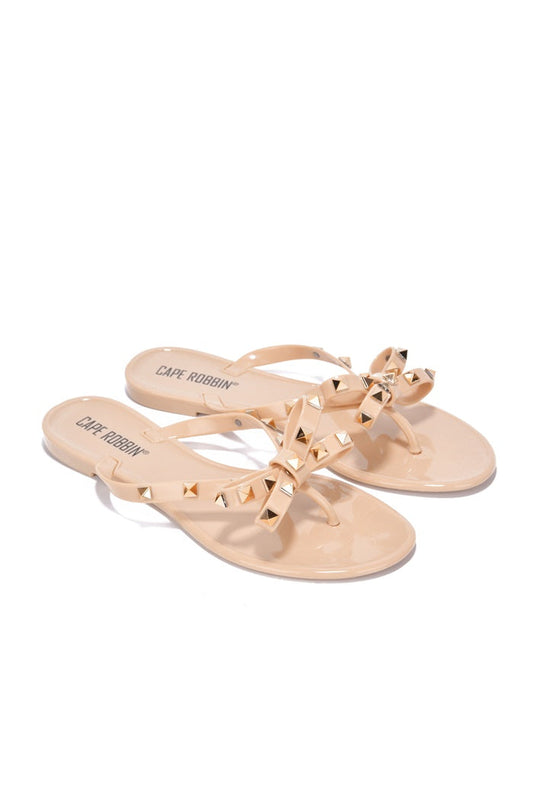 Thong Sandals: Christa -Nude {Order 1/2 Size Larger}