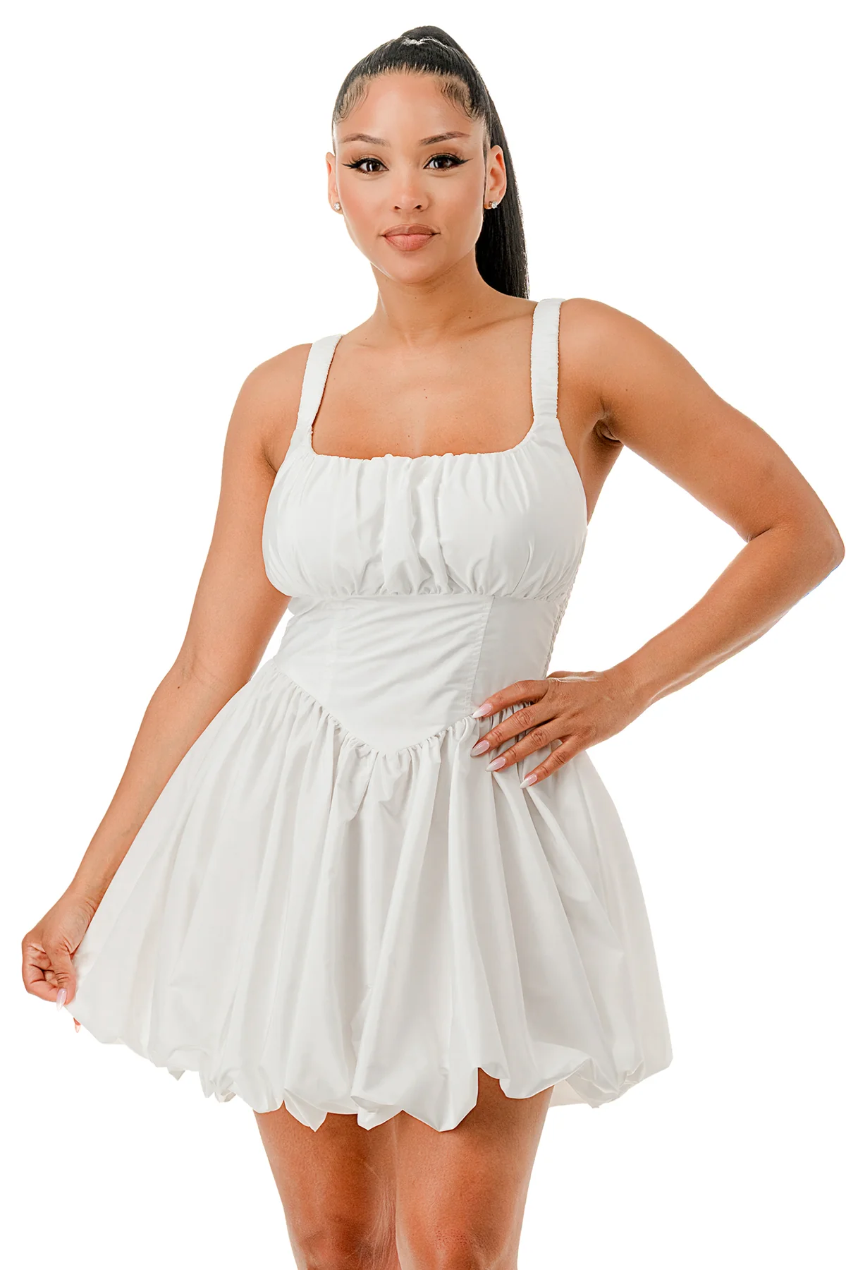 Tank Ruched Bubble Mini Dress