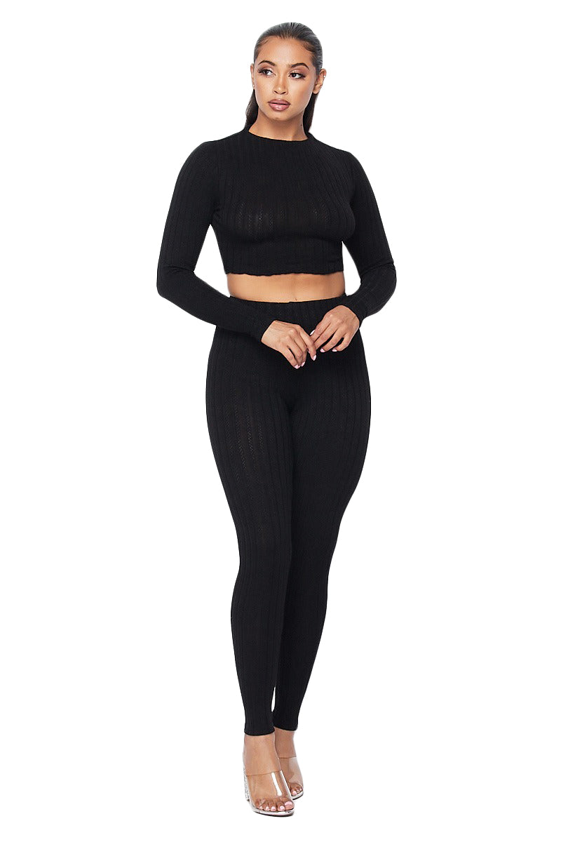 Knit Cropped Legging Set