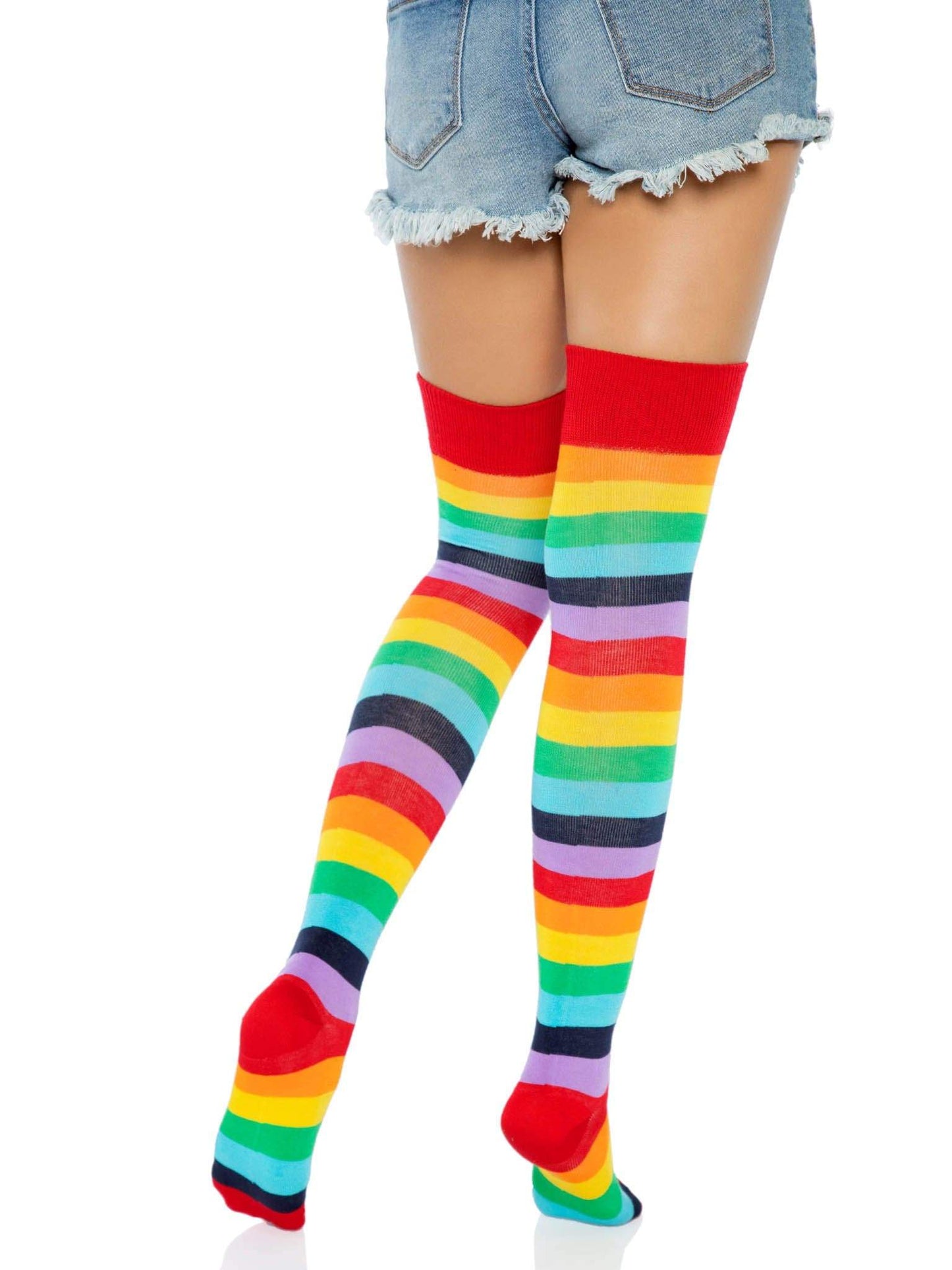 Cherry Rainbow Thigh High Socks