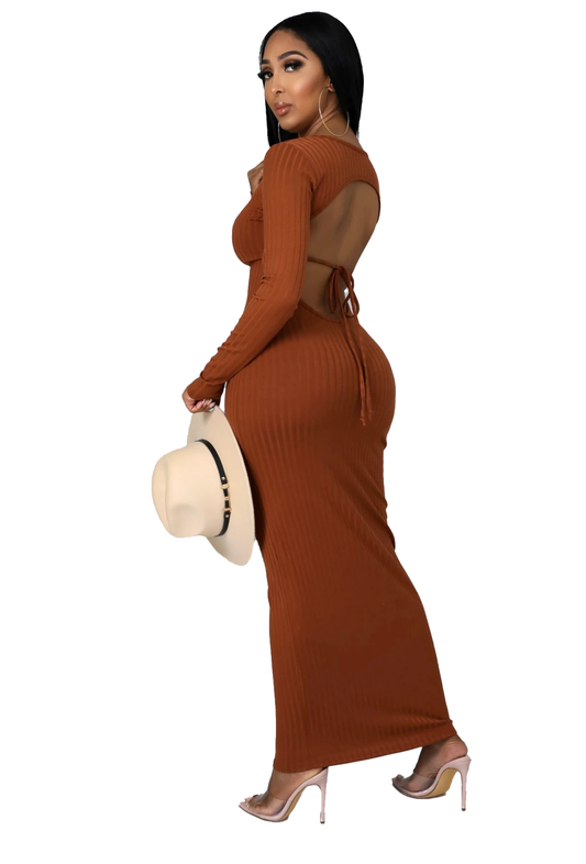 Maxi Ribbed Back Out Dress