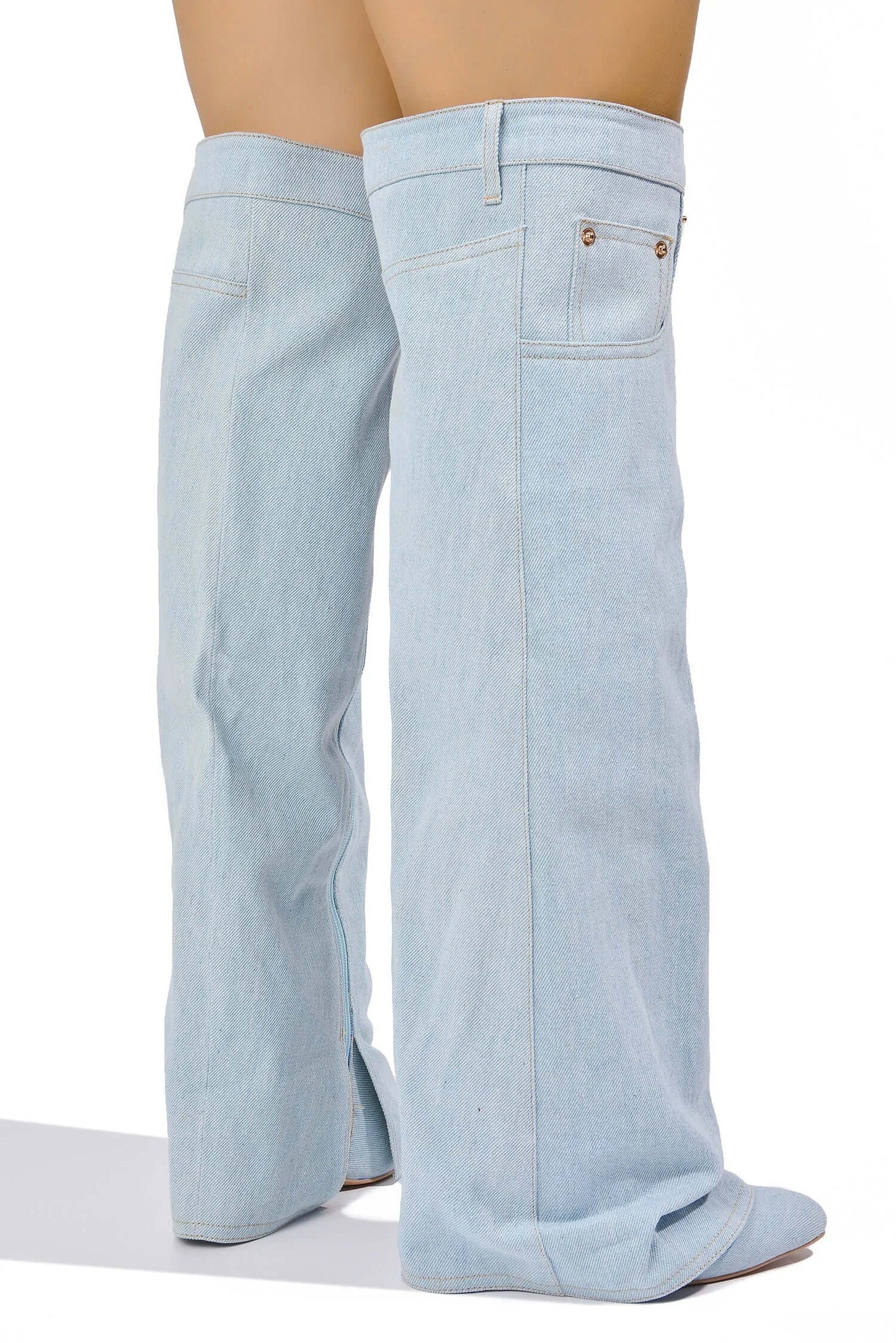Marget -Light Blue Denim {4" Block Heel ...Not a Wedge Heel}