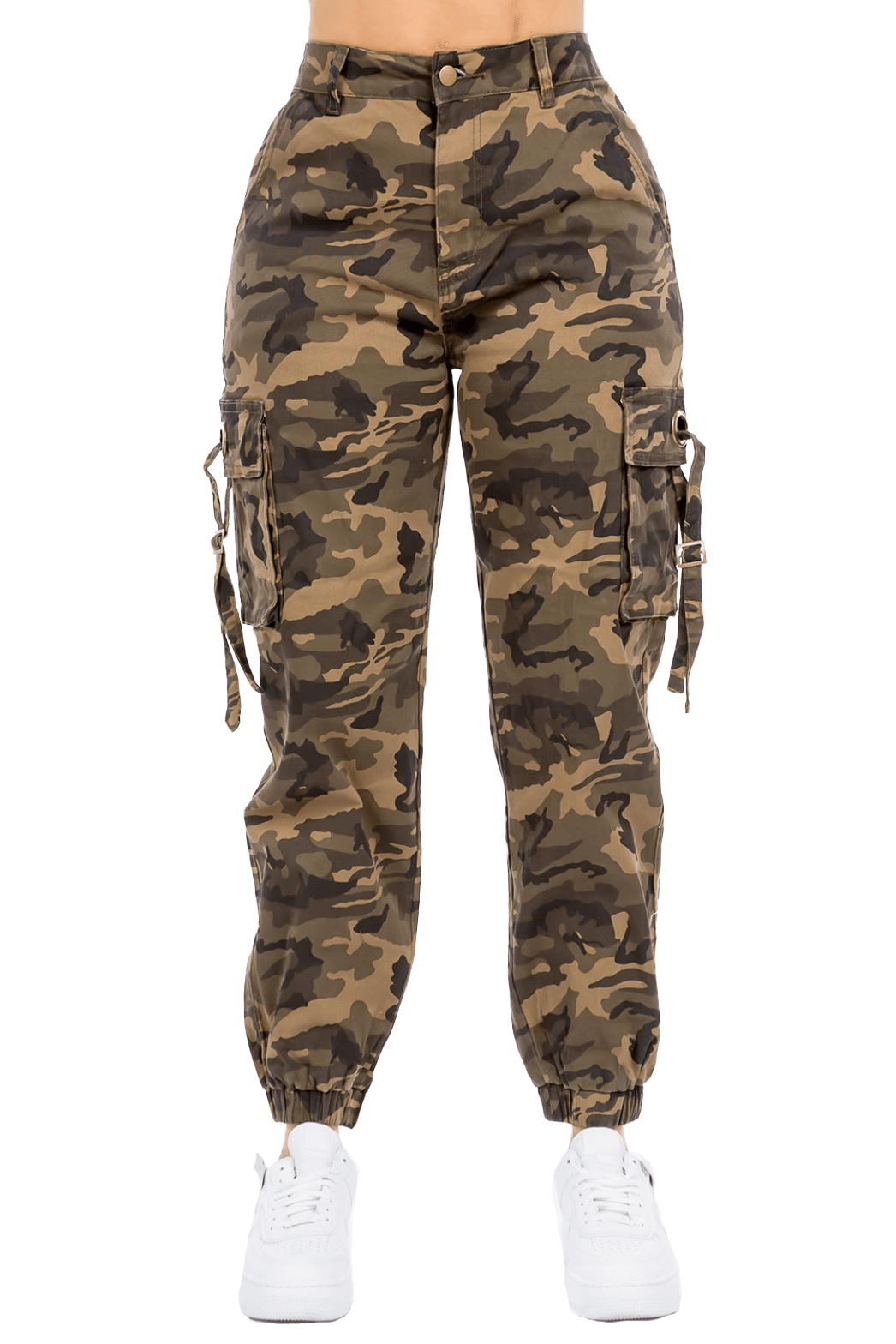 Mid Waist Camo Joggers with Utility Pockets