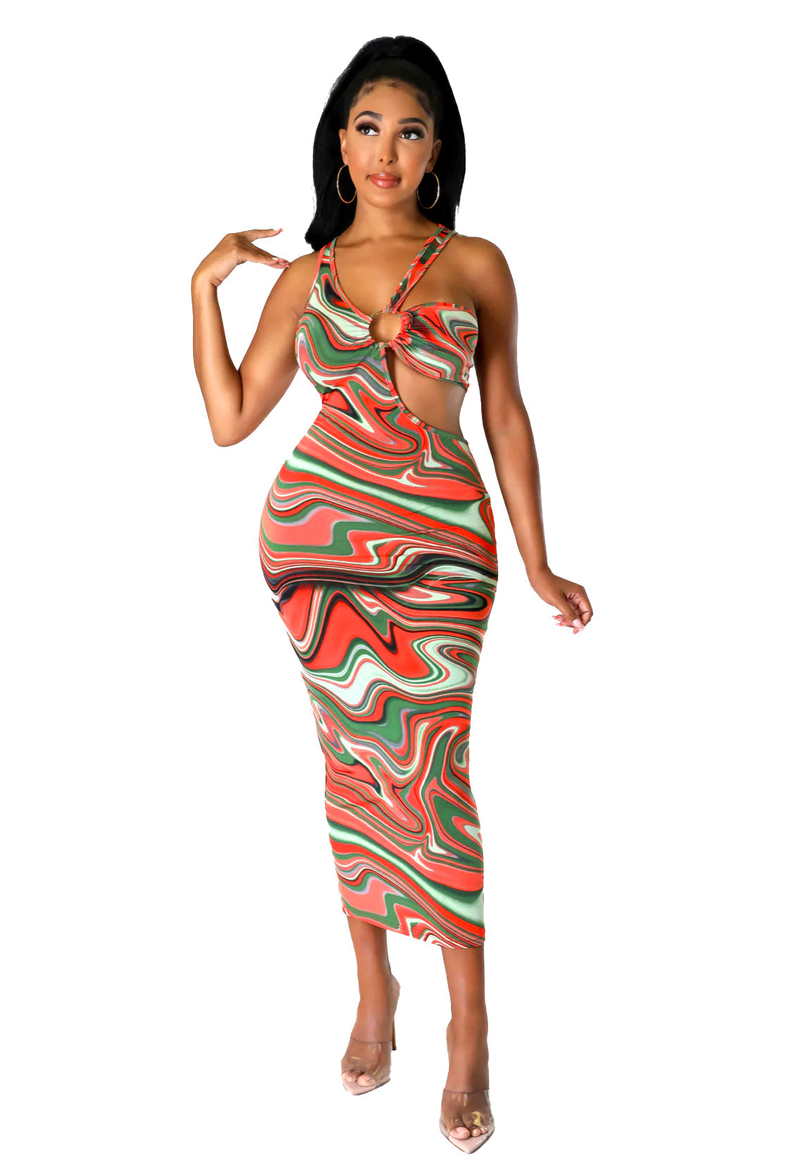Multicolor Cut Out Dress
