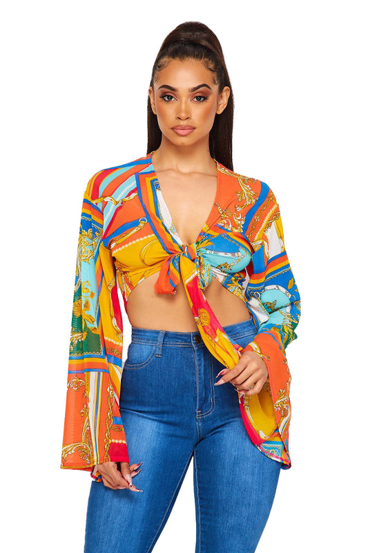 Multi Color Wrap Blouse