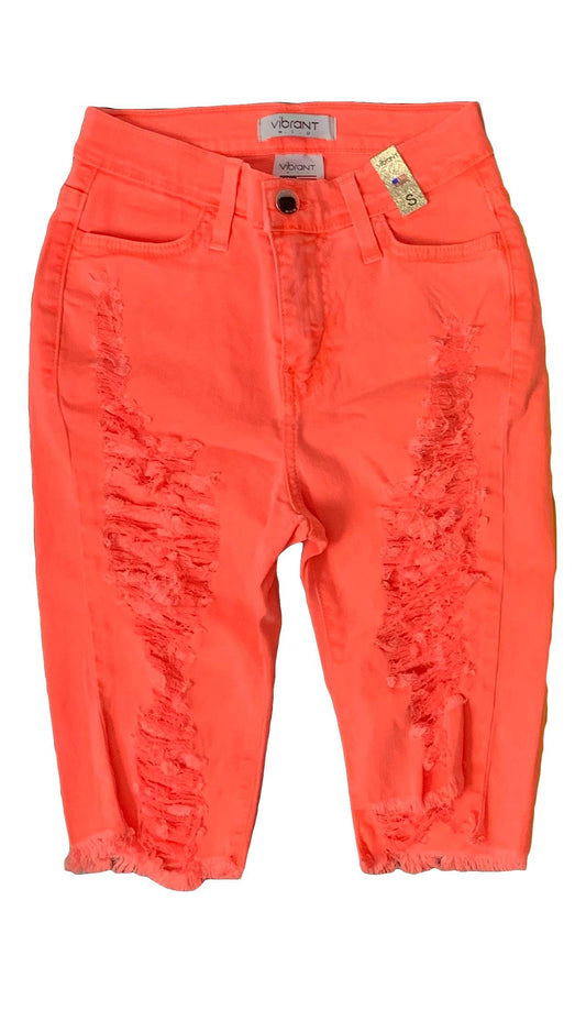 Neon Distressed Bermuda Shorts