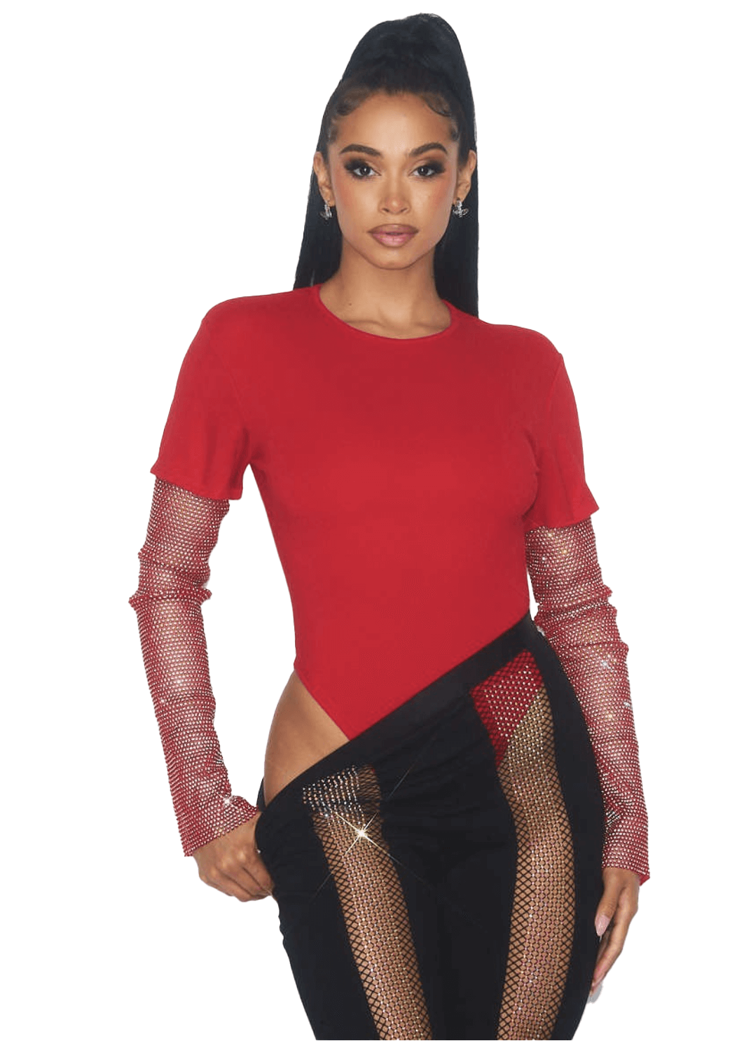 Rhinestone Sleeve Bodysuit