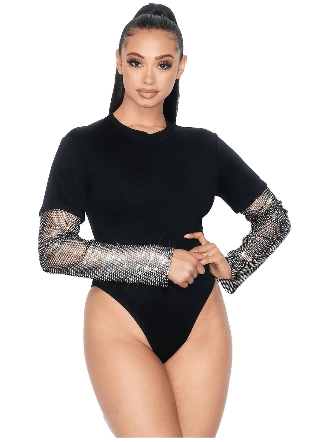 Rhinestone Sleeve Bodysuit