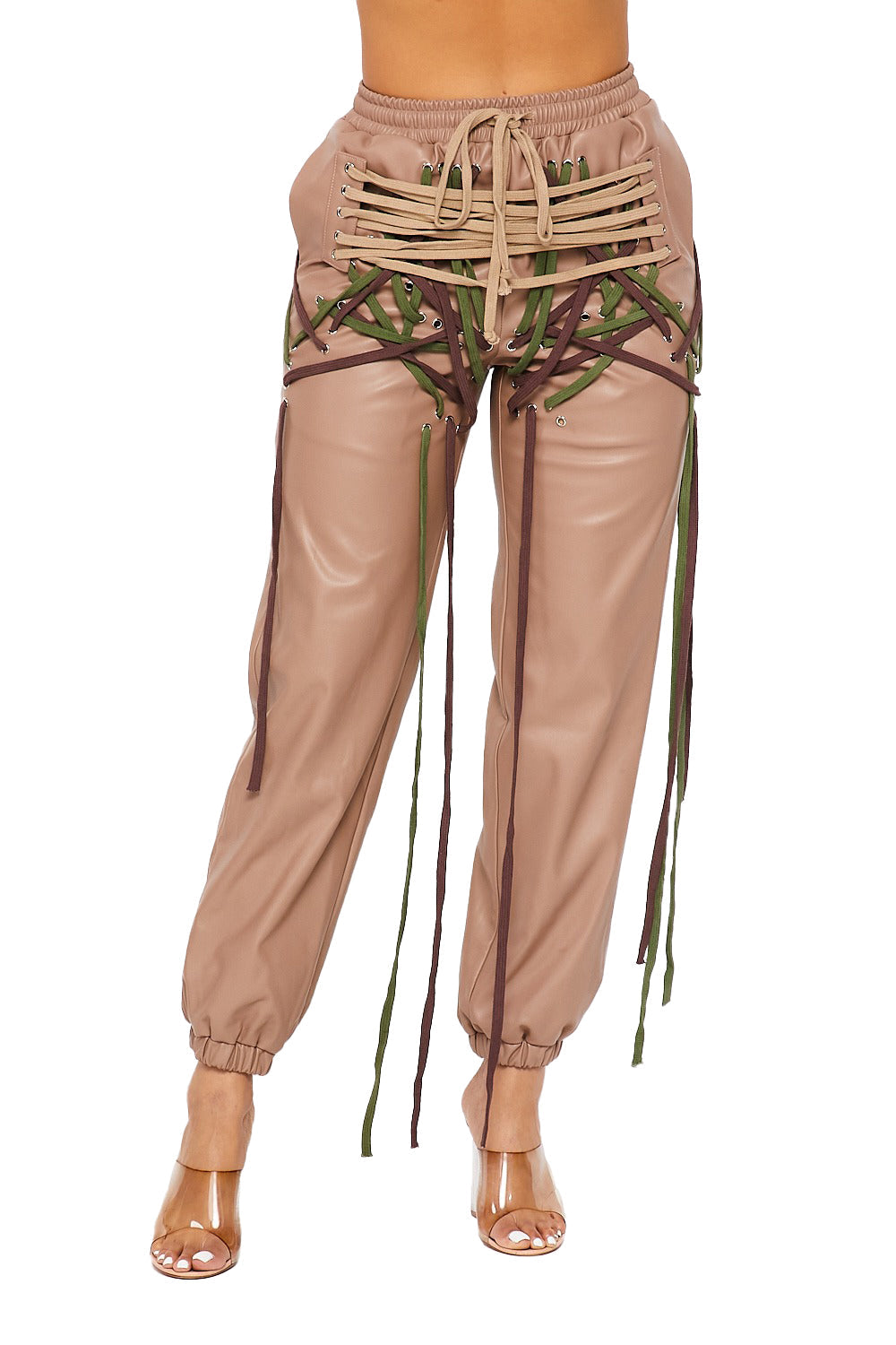 Vegan Leather String Joggers