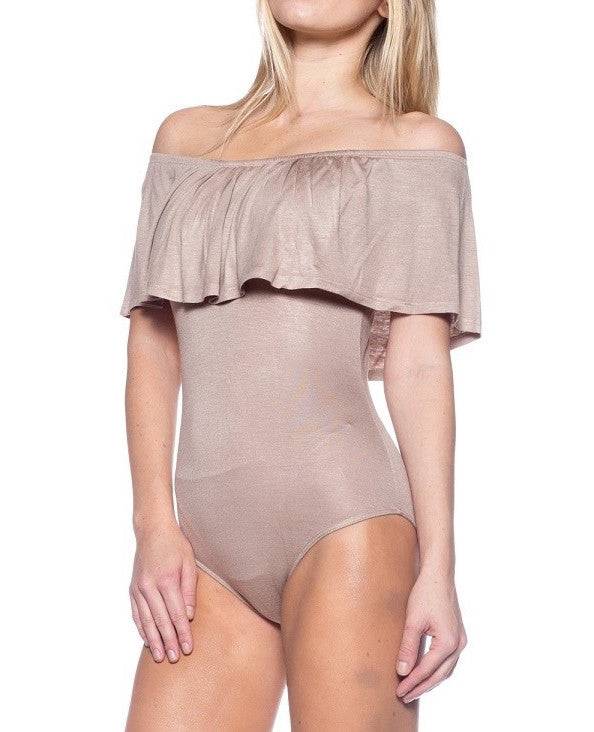 Ruffle Off The Shoulder Bodysuit (Three Colors Available)