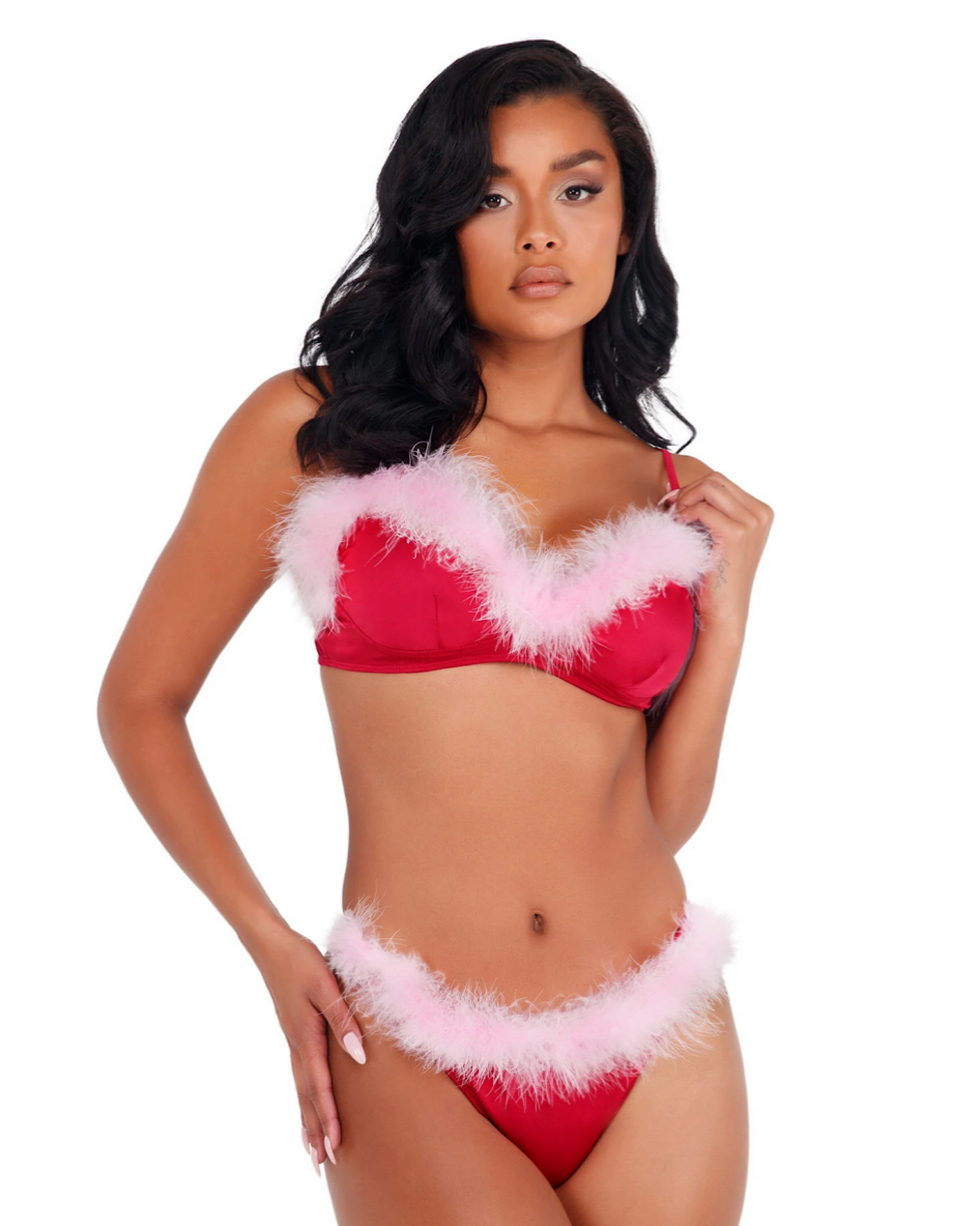 Marabou Satin Bra Set-Minor Creations-Exotic Angels Boutique